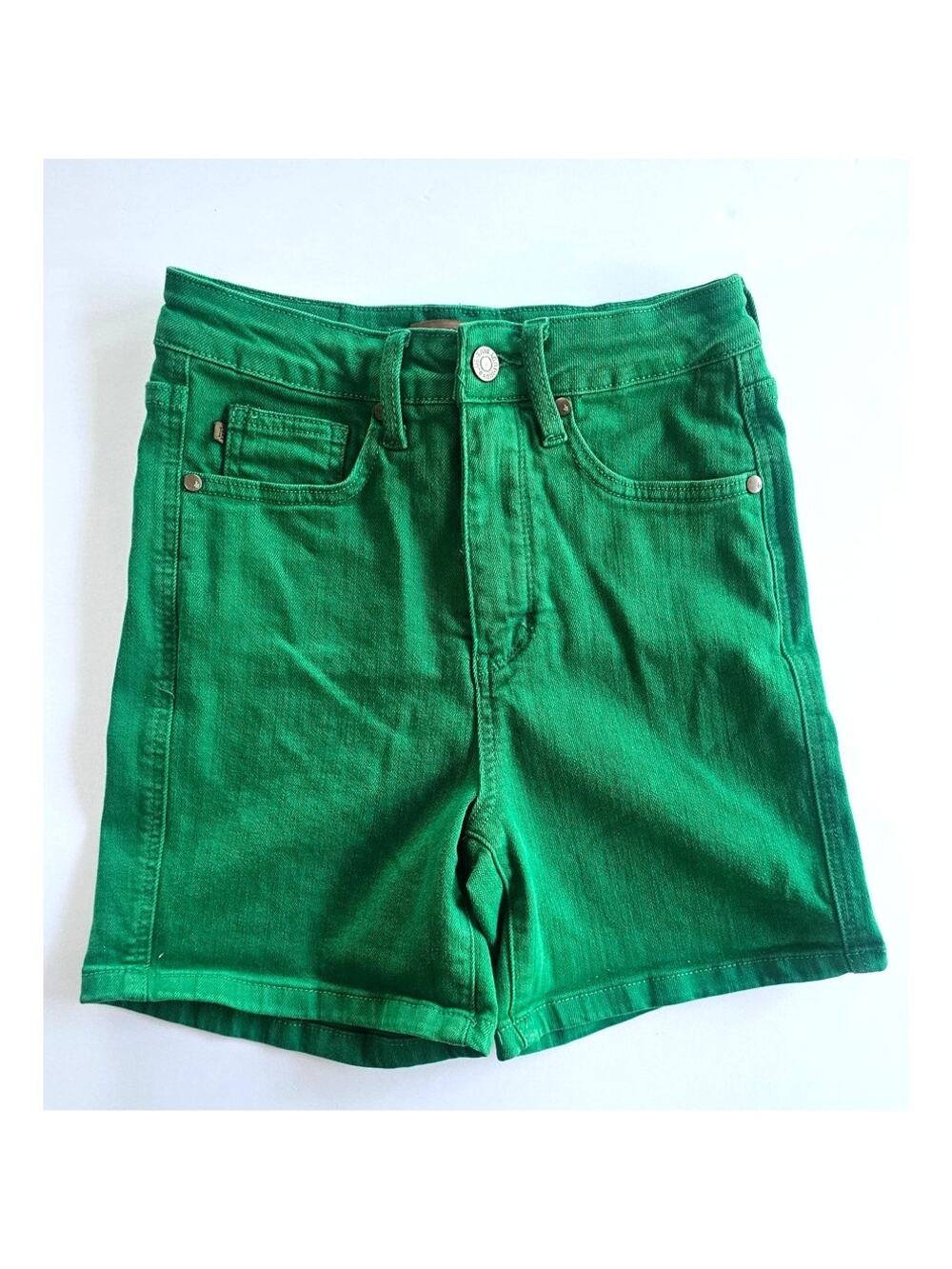 Judy Blue Tummy Control Denim Shorts, Green, High Waist, Jean, Stretchy, Sz S